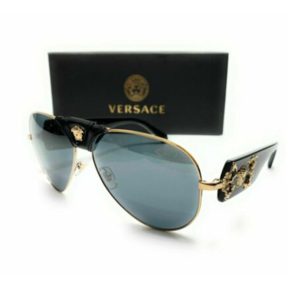 Versace Men's Black and Grey Sunglasses!